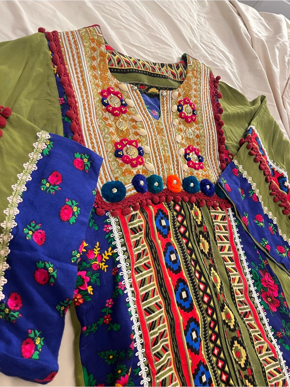 Green Afghan style Punjabi set